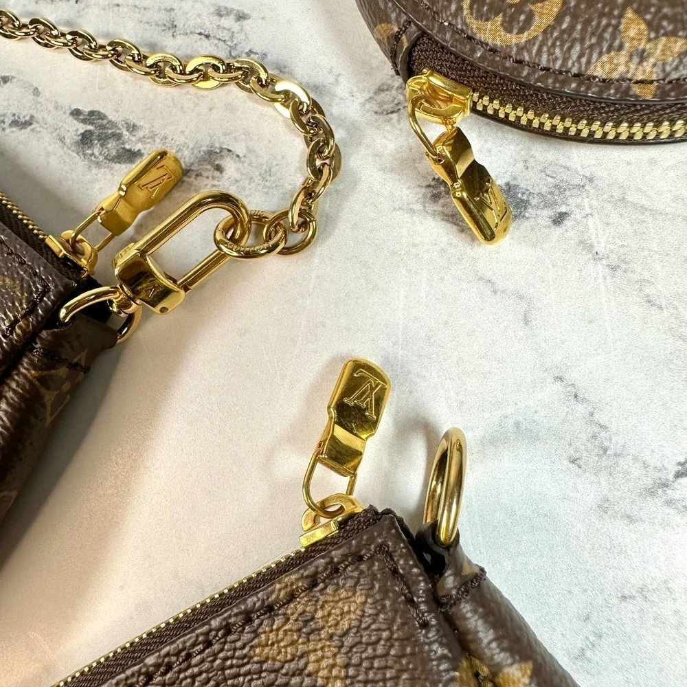 Louis Vuitton Multi Pochette Accessories monogram crossbody 3-bag w/rare Strap